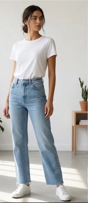 Zara High-Rise Straight Jeans - Light Blue Wash 035 thumbnail 1