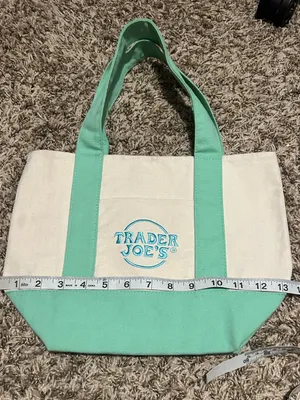 TRADER JOES Mini Canvas Tote Bag Spring 2025 Pastel Green thumbnail 2
