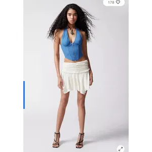 Urban Outfitters Out From Under‎ Hot Stuff Denim Halter Corset Top Blue Sz S thumbnail 3