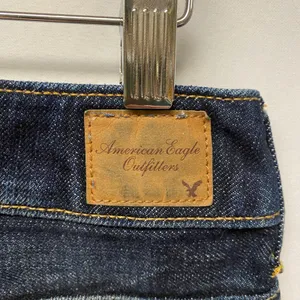 American Eagle Blue Micro Denim Jean Shorts Distressed Frayed Hem‎ Junior Sz 25 thumbnail 3