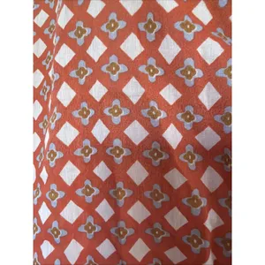 Ro's Garden Rachel Shirt XS Orange Abstract Geo Print Cotton Button Front Top thumbnail 6