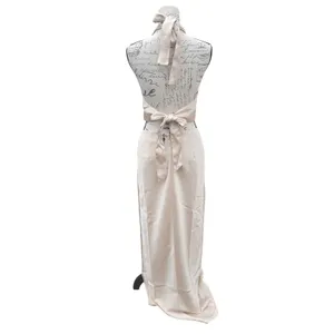 MINKPINK NWT Finley Halter Gown With‎ Split Champagne Beige Maxi Dress Medium thumbnail 6