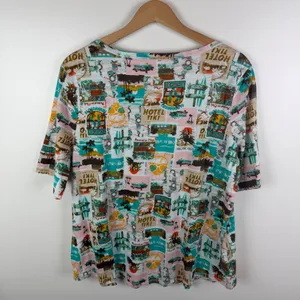 NEW Cato Tropical Graphic Scoop Neck Tee XL Tiki Vacation Resort Colorful Beachy thumbnail 4