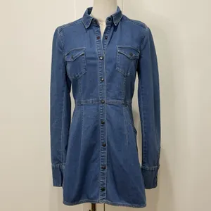 Free People Dynomite Denim Mini Dress XS Western Festival Long Sleeve Country thumbnail 6
