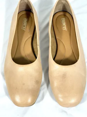 Born Womens Ballet Flats Size 9 M Beige Nude Leather Square Toe Slip On Shoes thumbnail 2