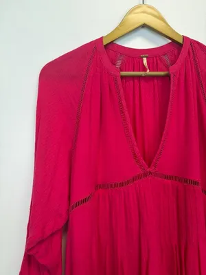 Free People Go Lightly Pink V Neck Dress thumbnail 3