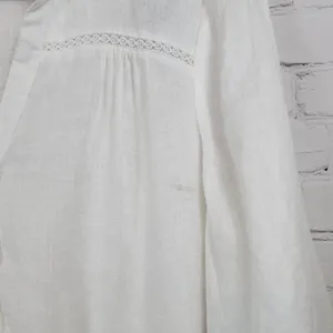 Vince Camuto White Linen Blend 3/4 Sleeve Button Down Top Womens‎ Size S thumbnail 6