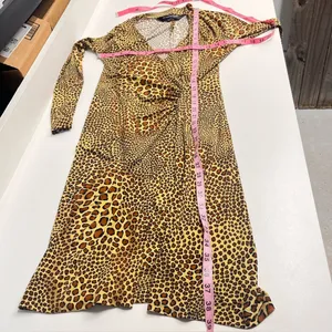 Norma Kamali animal print dress long sleeved v‎ neck ruched size small stretchy thumbnail 5