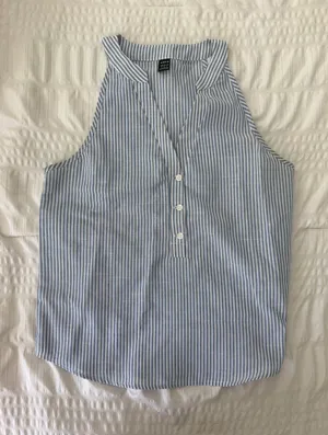 Light Blue Stripe Sleeveless Henley Top thumbnail 1