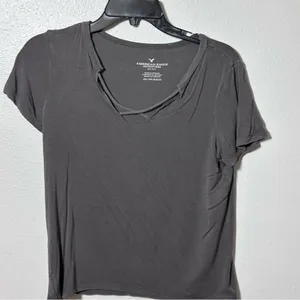 American Eagle Women Casual Gray/Black Top Size XS‎ thumbnail 2
