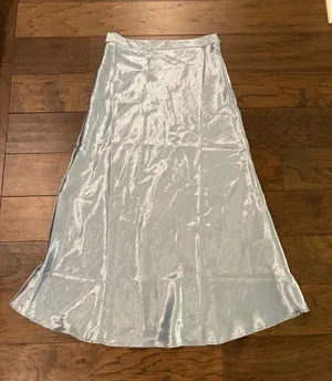 New Without Tags Double Zero Blue Satin Slip Skirt Sz M thumbnail 1