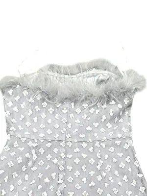 Lulu's Sparkly Aura Light Blue Textured Sequin Feather Mini Dress XS thumbnail 7