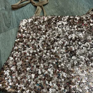 NWT Free People Sequin Crop Top Hey Girl Camisole Rose Gold size XS thumbnail 5
