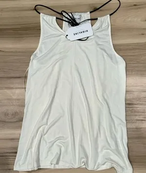 NEW Highline Collective Ivory Black Tie Tank Top Women’s Medium thumbnail 1