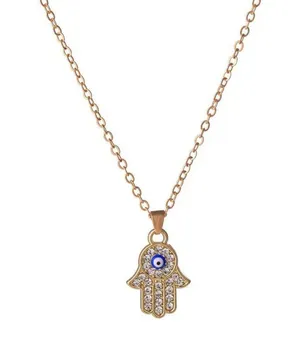 Gold Rhinestone Evil Eye Pendant Necklace – Stylish Protection Charm thumbnail 1