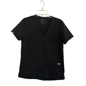 FIGS Casma Pocket Scrub Top Black Large V-Neck Technical Collection Women's Sm thumbnail 2
