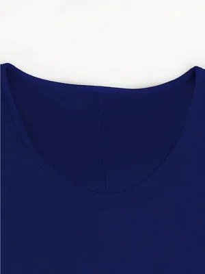 Classic round-Neck Maxi Dress in Royal Blue thumbnail 5