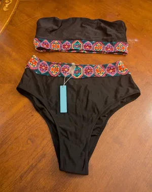 Live Life On The Beach Bikini Bottom Set Black Large High Rise Beach NWT thumbnail 1