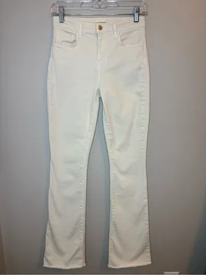 L’AGENCE Ruth High Rise Straight Jeans 26 Vintage White Raw Hem thumbnail 11