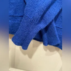 J. Crew Size M Royal Blue Long Sleeve Italian Spun Alpaca Blend Button Cardigan thumbnail 6