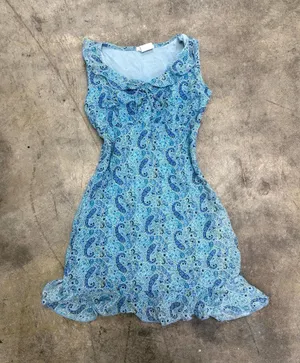 Vintage retro y2k paisley coquette floral mini ruffle dress thumbnail 1