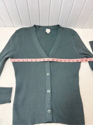 a‎ new day Sage Green Ribbed V-Neck Button Cardigan Size M thumbnail 5