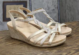 Lifestride Womens Miami Wedge Sandal J3855S1 Platino Gold 9W thumbnail 1