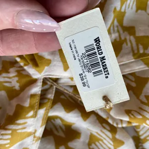 World Market Cotton Boho Beachy Relaxed Sharkbite Hem Midi Dress S/M Yellow thumbnail 10