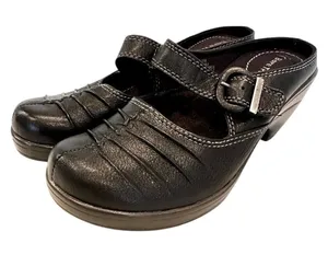BareTraps Huntley Leather‎ Upper Mules Women's 6.5 Black Buckle Boho Casual NWOT thumbnail 1