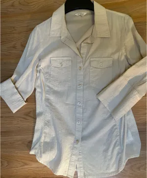 Casual work shirt 3/4 sleeves button down Tan thumbnail 1