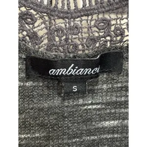 Ambianca Gray Crochet‎ Open Cardigan Long Sleeve Size Small Slits Boho thumbnail 2