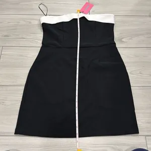 NWT Edikted Priyah Contrast Fold Over black and white Dress size medium ‎ Feels thumbnail 5