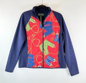 VINTAGE LRL Lauren Active Jacket Blue Full Zip Quilted Equestrian Stretch Large thumbnail 1