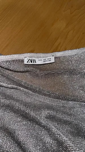 ZARA Silver Top Metallic long sleeve thumbnail 2