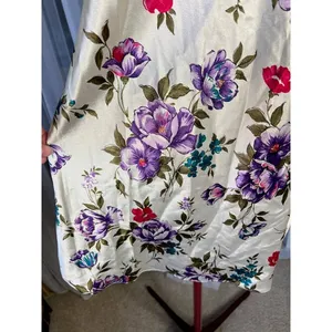 negligee nightgown satin floral purple crimson green NWT thumbnail 5