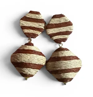 NWT Tuckernuck Raffia stripe lantern earrings thumbnail 1