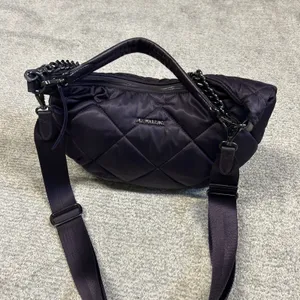MZ WALLACE Quilted Madison Nylon Shoulder Hand Bag Crossbody Dark Purple Purse thumbnail 3