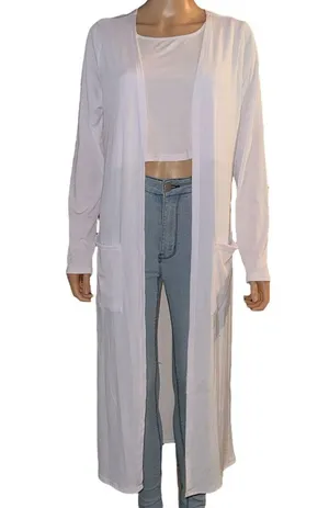 3 Piece Duster Cardigan, Shorts And Cropped Tank Top Set thumbnail 1