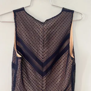 Current Air Anthropologie Hearst Lace Patchwork V Neck Midi Dress Navy NEW thumbnail 4
