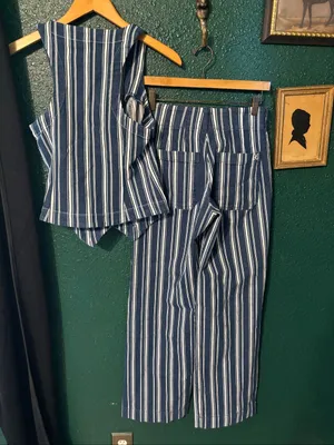 Anthropologie Halsey Striped Matching Set Vest Collette Pants Sz XS/25 thumbnail 5