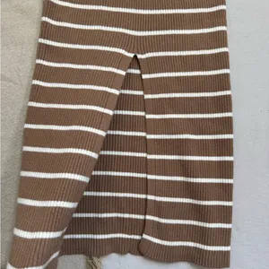 Freshman 1996 Brown Striped Ribbed Knit Long Pull On Skirt with Slit Size XS thumbnail 5