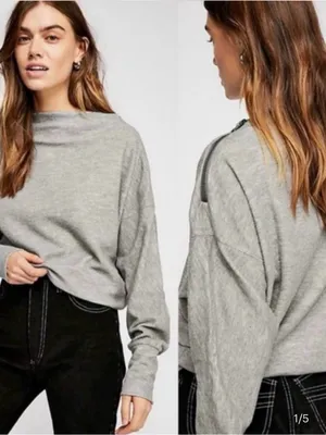 Free People We The Free Nikala Dolman Sweatshirt Zipper Top Grey Medium thumbnail 2