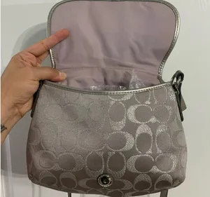 COACH Gray Silver Signature Canvas Crossbody thumbnail 7