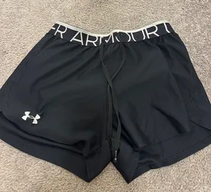 Under Armour Black Women's Athletic Shorts with Logo Waistband thumbnail 1