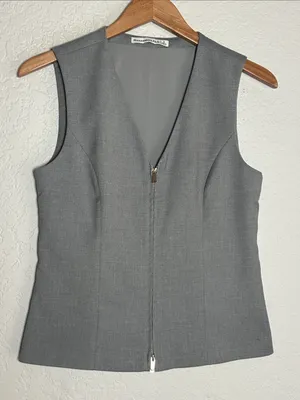 Abercrombie & Fitch Gray Vest Full Zip Minimalist City Chic Tailored Small thumbnail 2