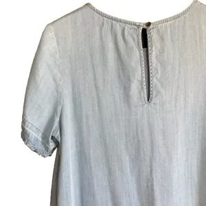 Life in Progress Shift Dress Women Medium Chambray Raw Hem Beachy Light Wash thumbnail 9