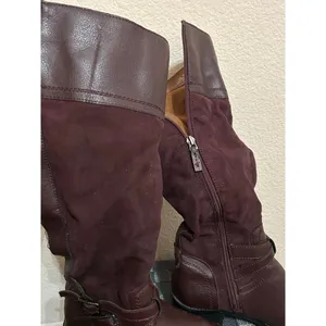 Franco Sarto Boots Womens Size 7.5 Cranberry Red Brown Suede Autumn Western Boho thumbnail 12