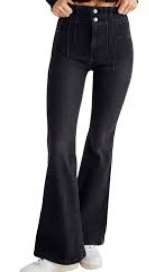 Free People We The Free Black High-Rise Flare Jeans thumbnail 1