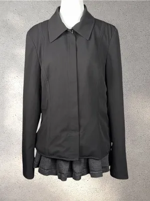 Worthington Works Zip Up Blazer Women’s 12 Black Biker Grunge Chic Nana Workwear thumbnail 1