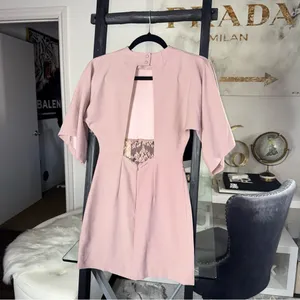 ASOS Blush Pink Lace Panel Mini Dress Open Back Soft Kimono Sleeves Womens 0 New thumbnail 9